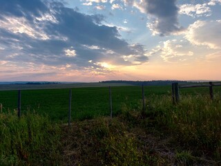 Sunset in Alberta foothills County.