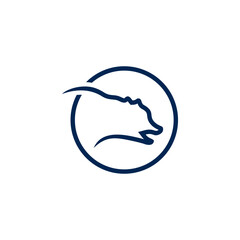 a logo of a bear head in blue color