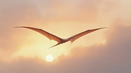 Obraz premium Aviation Marvels of the Prehistoric Skies Highlighting the Impressive Wingspan of Pterodactyls and Their Unique Adaptations for Flight.