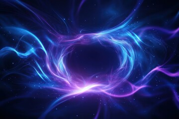 A dynamic swirl of blue and purple light creating a mesmerizing cosmic effect on a dark background, perfect for digital designs.