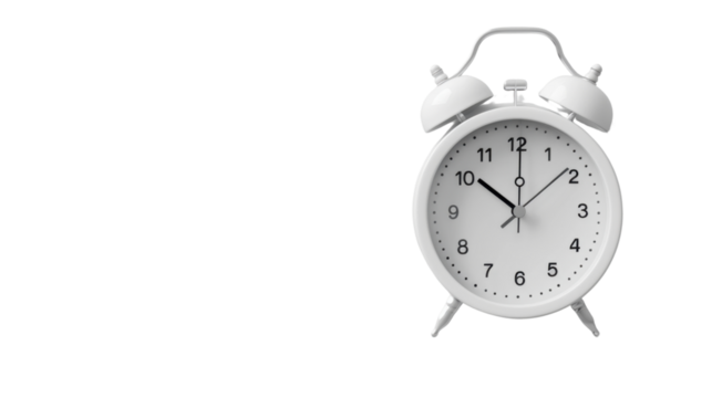Alarm clock white over transparent background