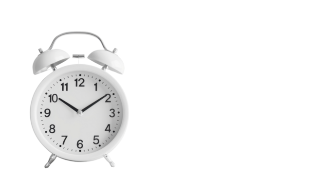 Alarm clock white over transparent background