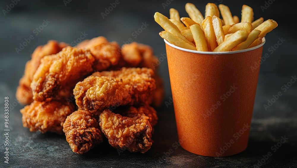 Canvas Prints Crispy Fried Chicken and French Fries