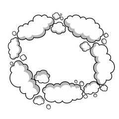 Cartoon smoke cloud. Comic stem effect.