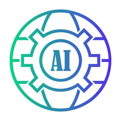 global AI Line Gradient Icon