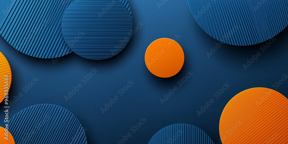 Poster abstract background with orange and blue circles casting shadow