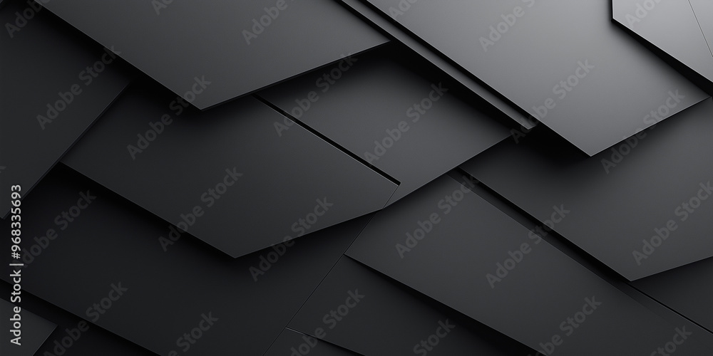 Poster Abstract background with black overlapping paper sheets forming dark geometric pattern