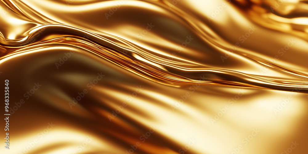 Wall mural golden wave abstract background flowing liquid gold texture