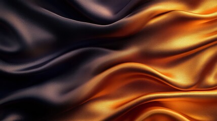 Fototapeta premium Draped Satin Fabric in Dark and Golden Hues