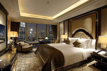 Opulent hotel accommodations with plush interiors.