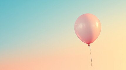 Fototapeta premium Solitary pink balloon against pastel sky, whimsy