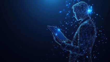 Digital  Man Using  Technology