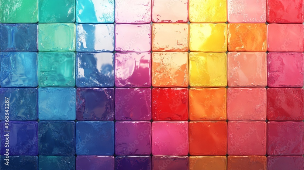 Poster colorful square tiles with gradient transition