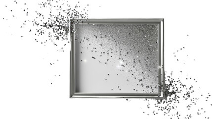 Silver confetti frame border on transparent background