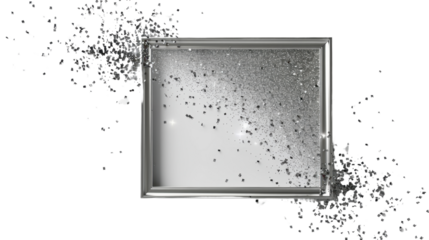 Silver confetti frame border on transparent background