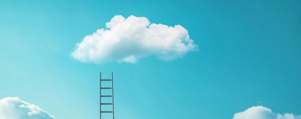 Ladder reaching up to a fluffy cloud