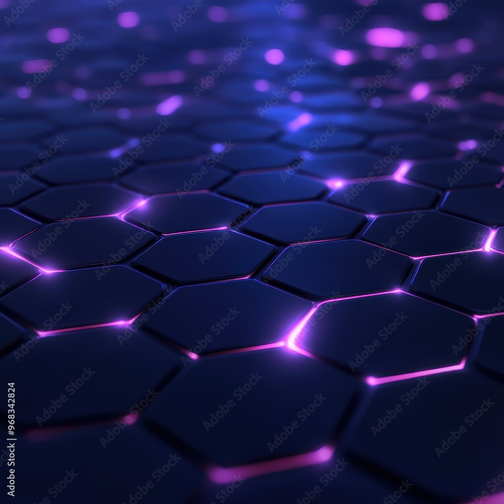 Aufkleber a vibrant hexagonal pattern with glowing edges, perfect for backgrounds and digital designs in techn