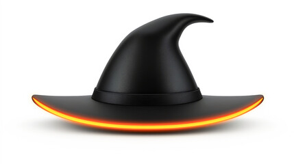 Fototapeta premium A classic black witch hat with an orange glow, perfect for Halloween decorations or costume accessories.