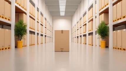 A warehouse featuring smart temperature control systems that adapt to external conditions