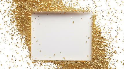 Gold confetti frame border on transparent background