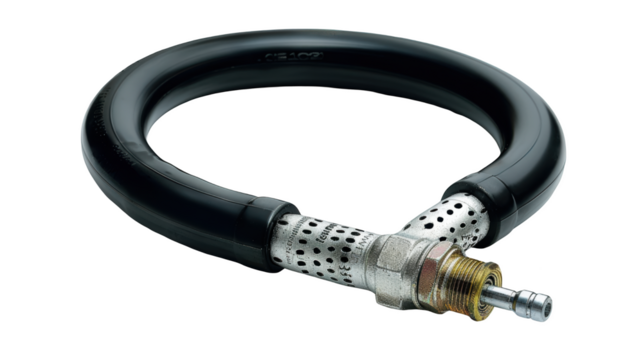 Close Up of a Black and Silver Flexible Pipe Fitting