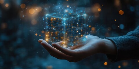 Hand Holding Digital Cube