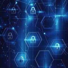 Cyber Security Network with Padlocks