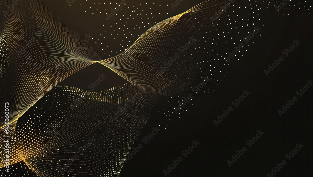 Canvas Prints Abstract Golden Waves on a Dark Background