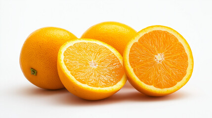 Fototapeta premium A close up of fresh oranges fruits against white background.