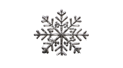 Glitter silver snowflake on transparent background