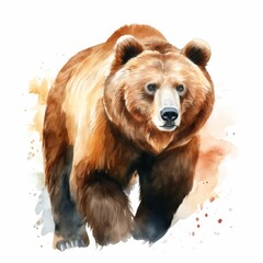 Watercolor Illustration of a Majestic Brown Bear, perfect for Nature-themed Artwork and Wildlife Conservation Projects