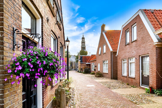 Cityscape of the idyllic village Hindeloopen, Friesland, Netherlands