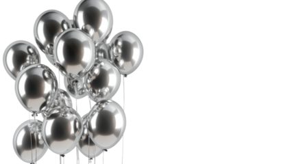 Silver balloons on a transparent background