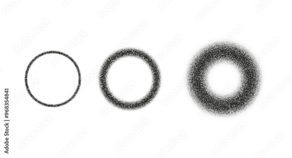 Wall mural circle sphere shadows from different angles. noise grain background, pointillism dots gradient or do