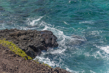 Dramatic Ocean crashing wave Hawaii at Makapu Point