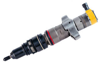 New fuel injector on white background close up