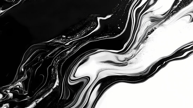 Minimal black and white texture wallpaper with abstract fluid shapes. concept minimalism, black and white, wallpaper, abstract, fluid shapes. High Contrast. Illustration