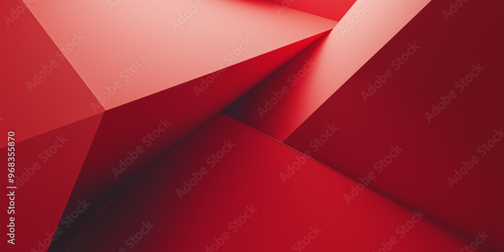 Poster Red minimalist abstract cube structure background design