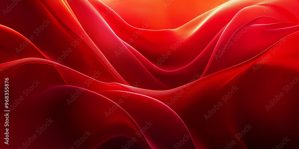Poster Red abstract background with flowing lines creating dynamic waves