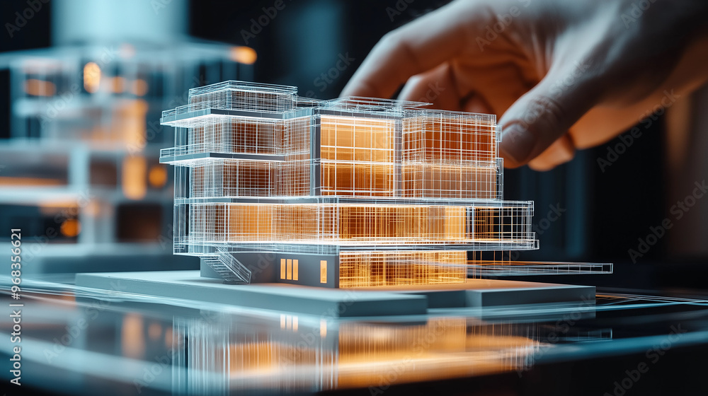 Aufkleber architect interacting with a building information modeling software using a digital touchscreen tabl