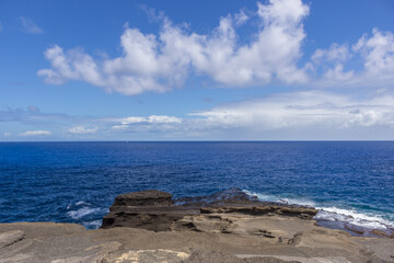 Dramatic Ocean crashing wave Hawaii at Makapu Point