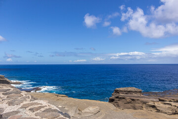 Dramatic Ocean crashing wave Hawaii at Makapu Point