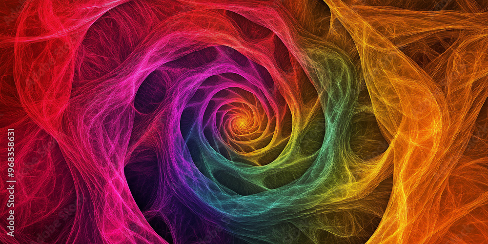 Aufkleber Colorful abstract spiral background with flowing lines of light