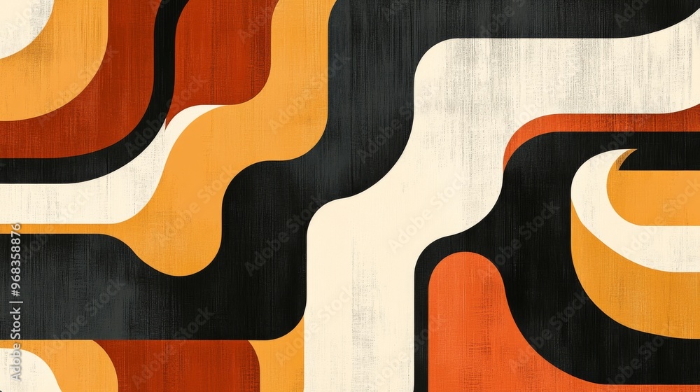 Fototapete abstract geometric pattern with retro colors and smooth curves