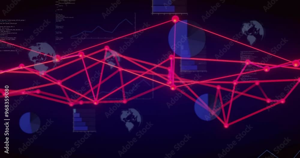Poster animation of pink connections over data processing and diagrams