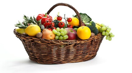 A wicker basket filled of vegetables