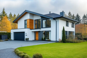 白い壁のおしゃれな新築一戸建て住宅