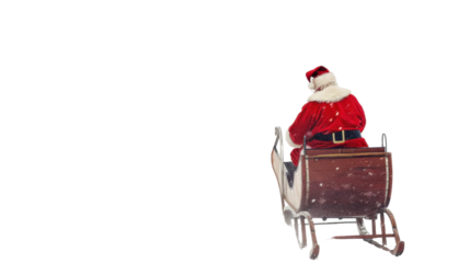 Santa Claus riding on sleigh during Christmas on transparent background