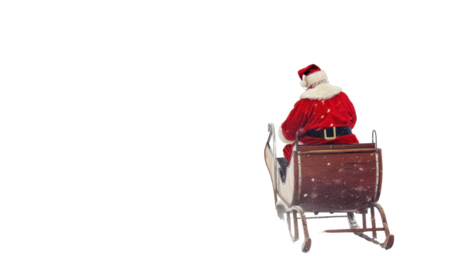 Santa Claus riding on sleigh during Christmas on transparent background