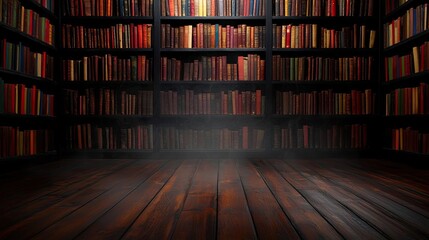 A spooky library filled with dusty old books, creaking floors, and faint whispers, creating a haunted and mysterious atmosphere